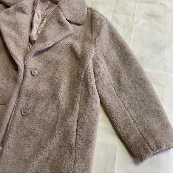 & Other Stories- Oversized Buttoned Warm Faux Fur Tan Teddy Coat Winter Size 8 - Picture 5 of 8
